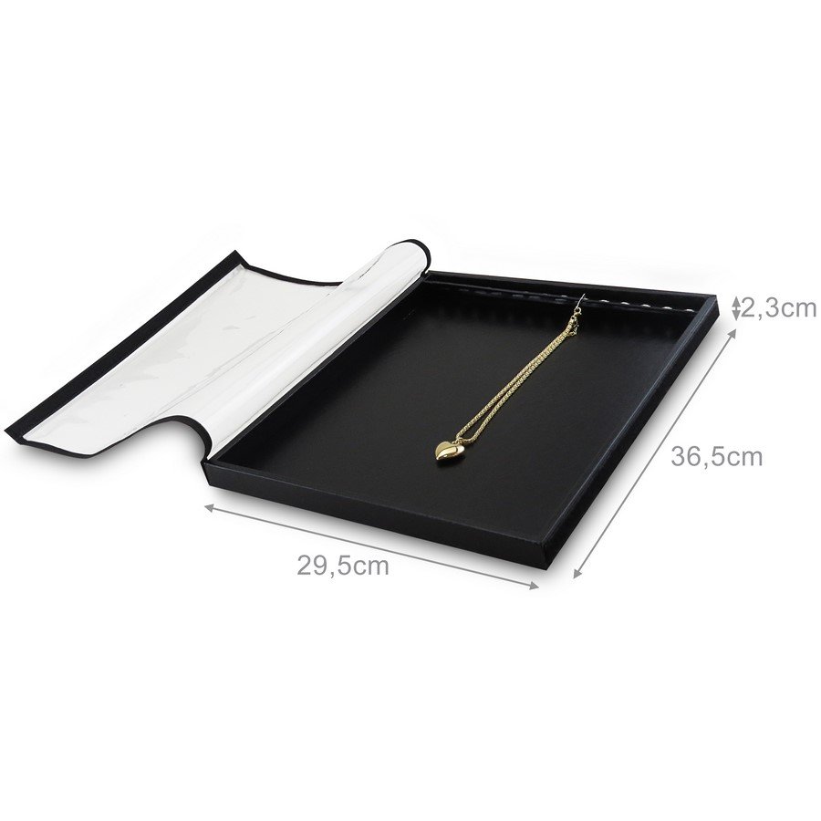 Bandeja Expositora Para Joias Com Ilhós 29,5x36,5x2,3 cm Vinil Vinil Helene Preto