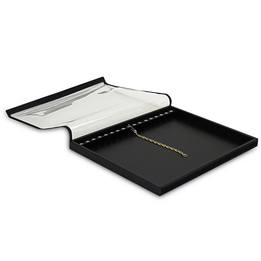 Bandeja Expositora Para Pulseiras Com Ilhós-29,5x36,5x2,3 cm Vinil Vinil Helene Preto