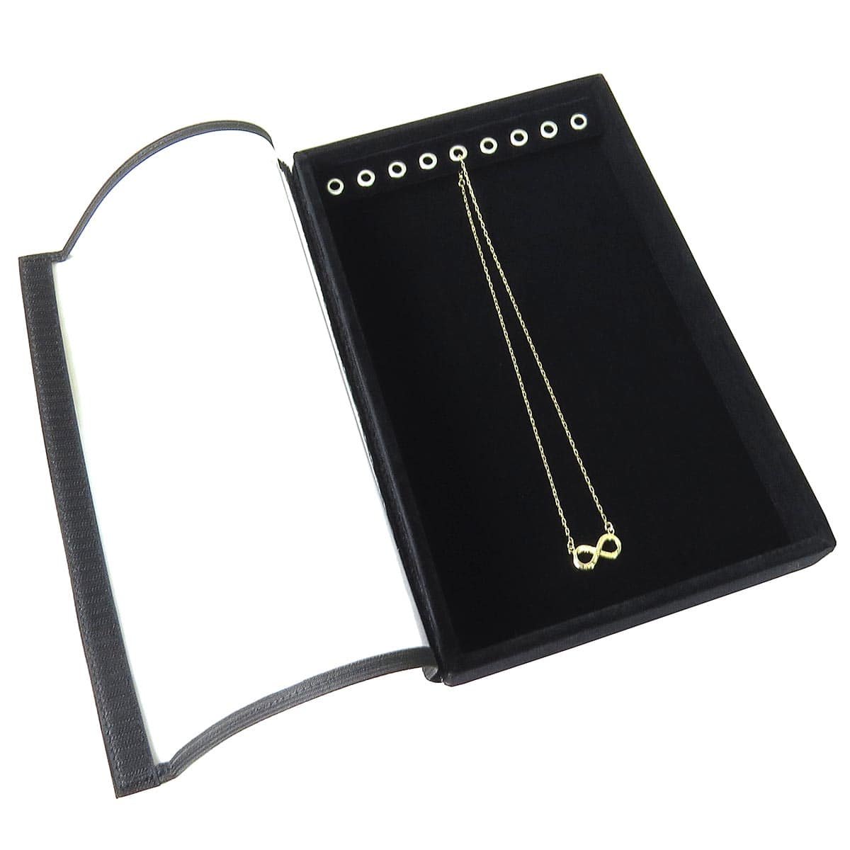 Bandeja Expositora de Joias - Com ilhós 18x28,5x3,3 cm Veludo Preto