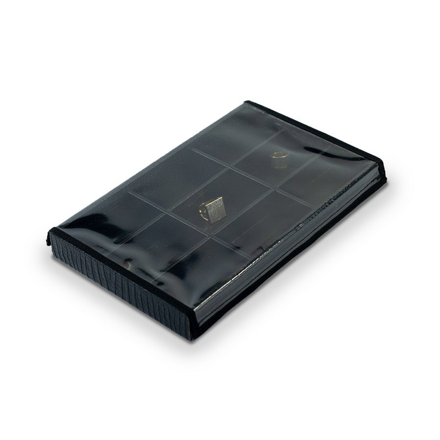 Bandeja Expositora Para Joias- Com 9 Espaços-18x28,5x3,3 cm Vinil Creta Preto - Vinil Helene Preto