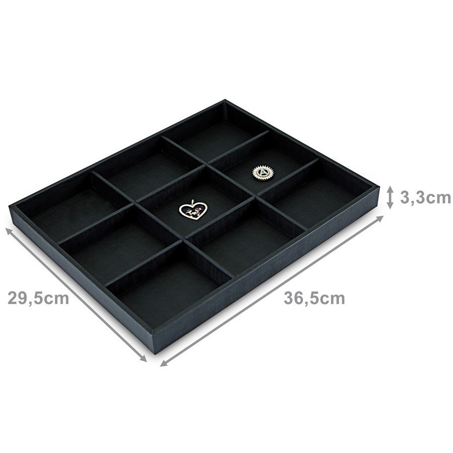 Bandeja Grande Expositora para Joias - 29,5x36,5x3,3 cm. Dunny Preto