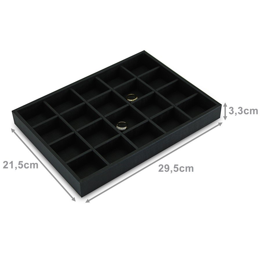 Bandeja Média Expositora para Joias - 21,5x29,5x3,3 cm. Dunny Preto