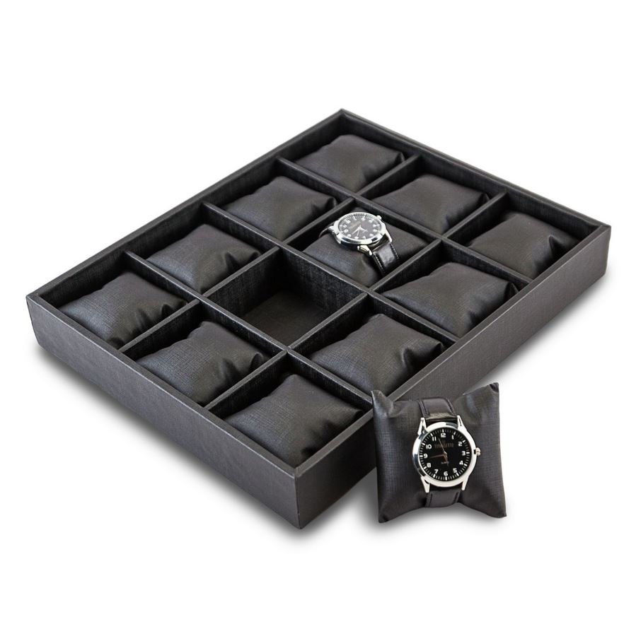 Bandeja Grande Expositora para Relógios - 29,5x36,5x5,3 cm. Dunny Preto