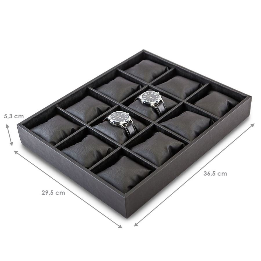 Bandeja Grande Expositora para Relógios - 29,5x36,5x5,3 cm. Dunny Preto