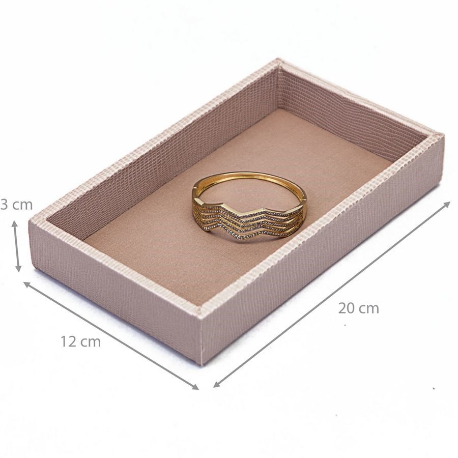 Bandeja Pequena Expositora para Joias - 12x20,2x3 cm. Reptil Rosa Blush - Dunny Rosa Chá