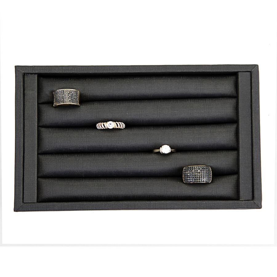 Bandeja Pequena Expositora para Anéis - 12x20,2x3 cm. Dunny Preto