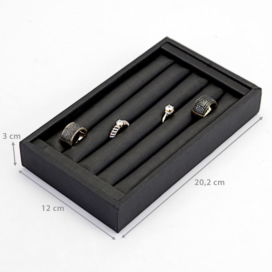 Bandeja Pequena Expositora para Anéis - 12x20,2x3 cm. Dunny Preto