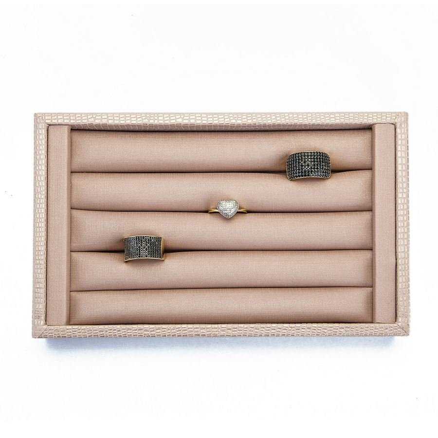 Bandeja Pequena Expositora para Anéis - 12x20,2x3 cm. Reptil Rosa Blush - Dunny Rosa Chá