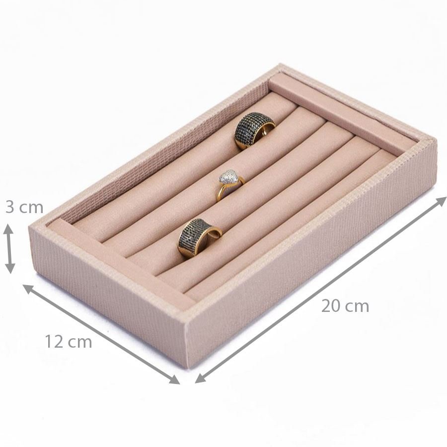 Bandeja Pequena Expositora para Anéis - 12x20,2x3 cm. Reptil Rosa Blush - Dunny Rosa Chá