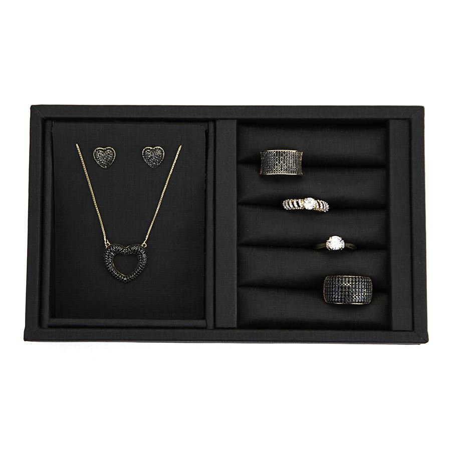 Bandeja Pequena Expositora para Joias - 12x20,2x3 cm. Dunny Preto