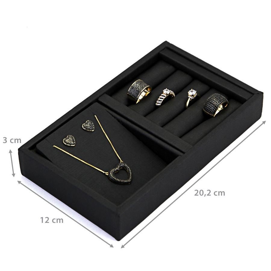 Bandeja Pequena Expositora para Joias - 12x20,2x3 cm. Dunny Preto