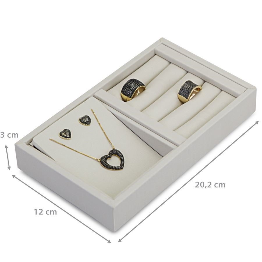 Bandeja Pequena Expositora para Joias - 12x20,2x3 cm. Dunny Off White