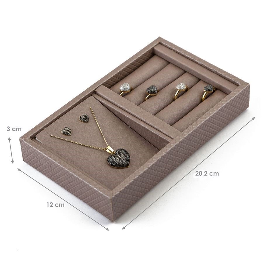 Bandeja Pequena Expositora para Joias - 12x20,2x3 cm. Rodes Capuccino - Dunny Capuccino