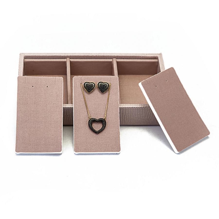 Bandeja Pequena Expositora com Cartelas - 12x20,2x3 cm Reptil Rosa Blush - Dunny Rosa Chá