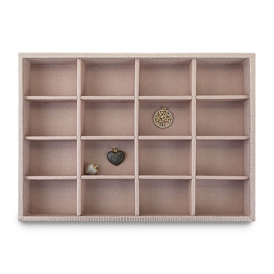 Bandeja Média Expositora para Joias - 21,5x29,5x3,3 cm. Reptil Rosa Blush - Dunny Rosa Chá