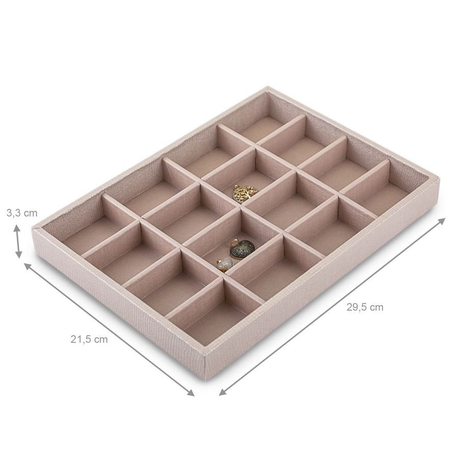 Bandeja Média Expositora para Joias - 21,5x29,5x3,3 cm. Reptil Rosa Blush - Dunny Rosa Chá