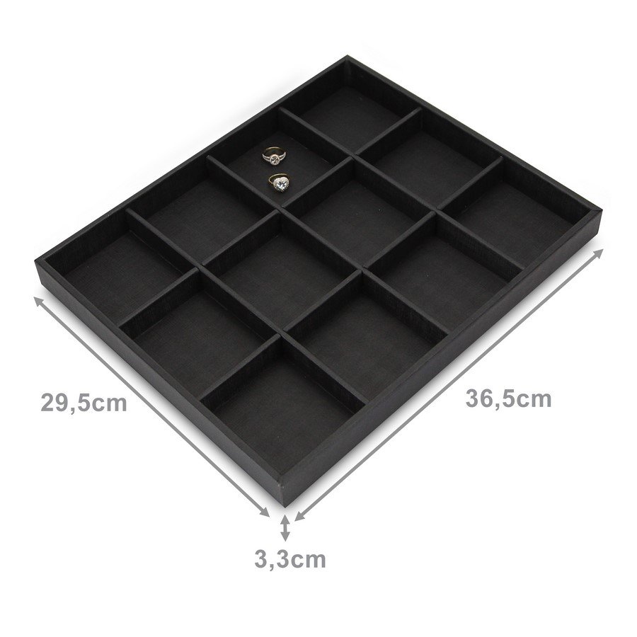 Bandeja Grande Expositora para Joias - 29,5x36,5x3,3 cm. Dunny Preto