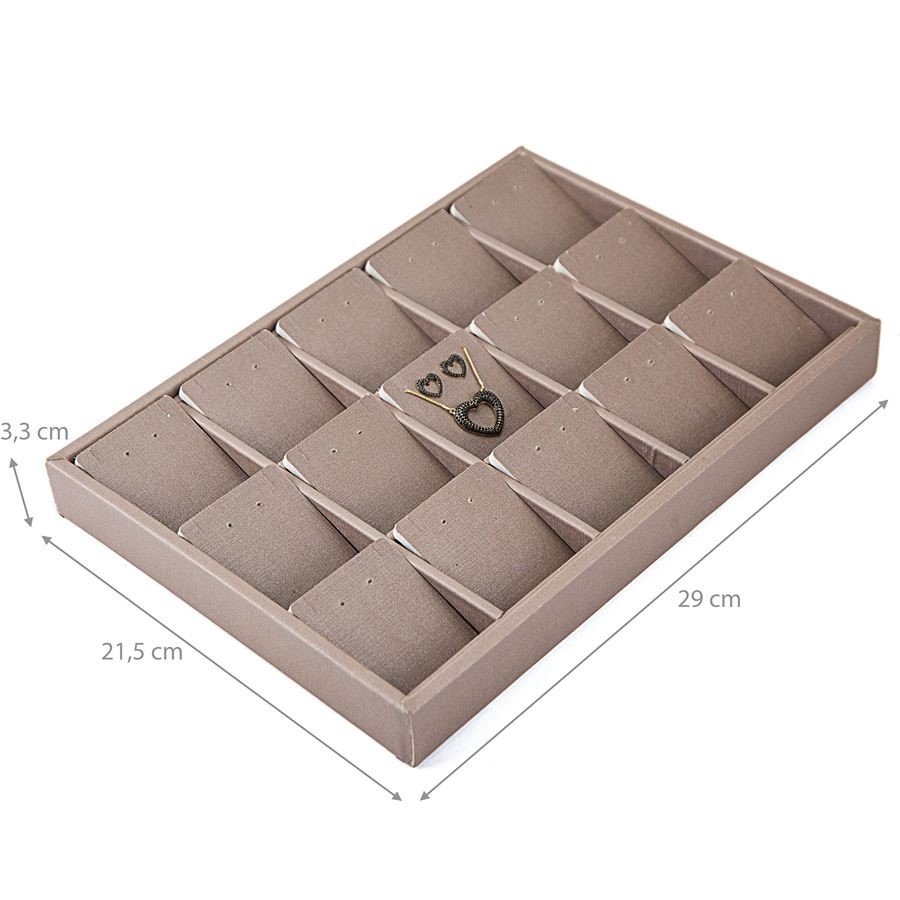 Bandeja Expositora com Cartelas para Joias - 21,5x29,5x3,3. Dunny Capuccino