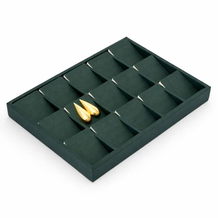 Bandeja Expositora com Cartelas para Joias - 21,5x29,5x3,3 Dunny Verde