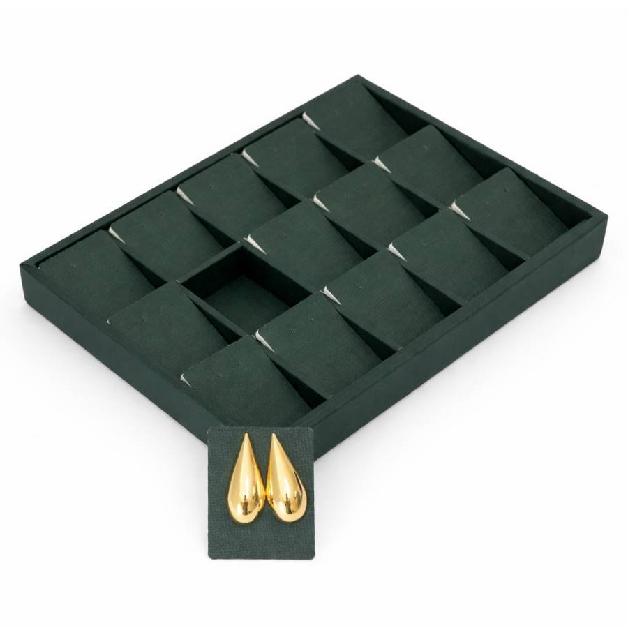 Bandeja Expositora com Cartelas para Joias - 21,5x29,5x3,3 Dunny Verde