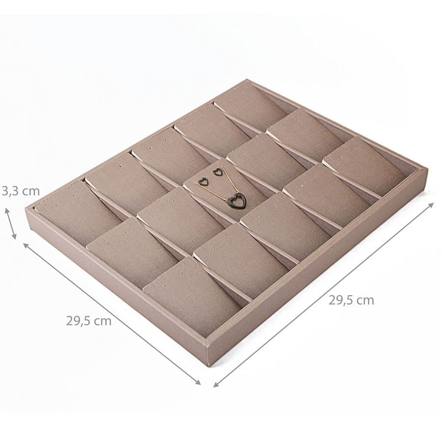 Bandeja Expositora com Cartelas para Joias - 29,5x36,5x3,3. Dunny Capuccino