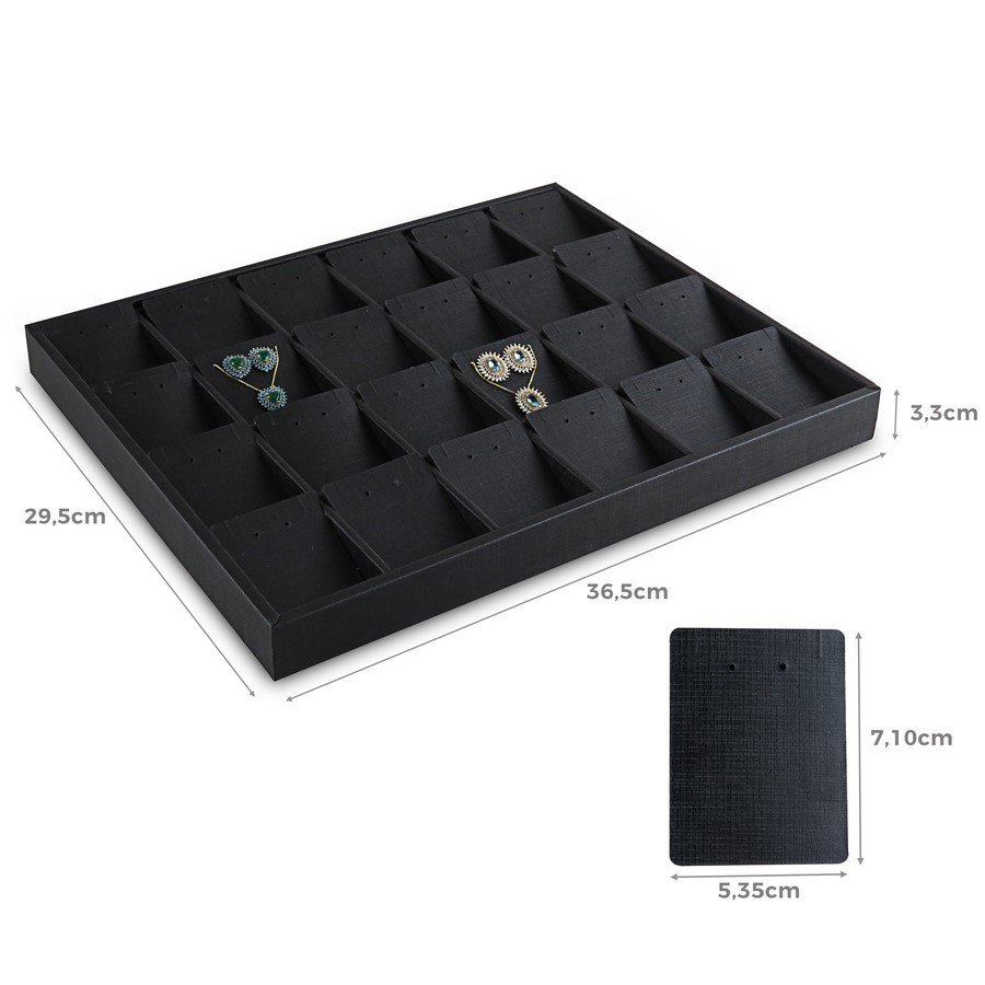 Bandeja Expositora com Cartelas para Joias - 29,5x36,5x3,3. Dunny Preto