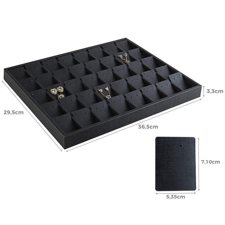 Bandeja Expositora com Cartelas para Joias - 29,5x36,5x3,3. Dunny Preto