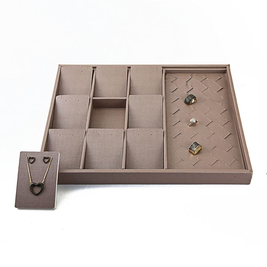 Bandeja Expositora com Cartelas para Joias - 29,5x36,5x3,3. Dunny Capuccino