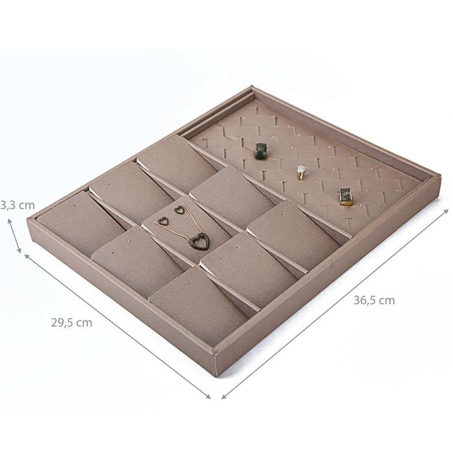 Bandeja Expositora com Cartelas para Joias - 29,5x36,5x3,3. Dunny Capuccino