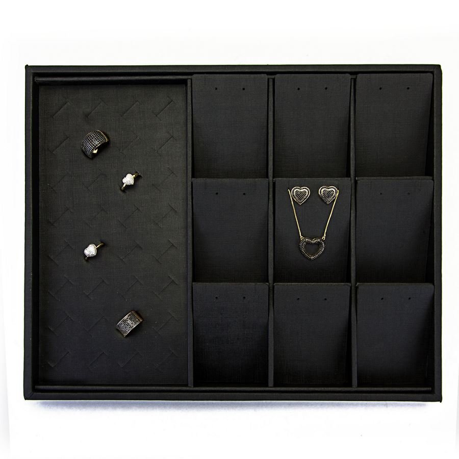 Bandeja Expositora com Cartelas para Joias - 29,5x36,5x3,3. Dunny Preto