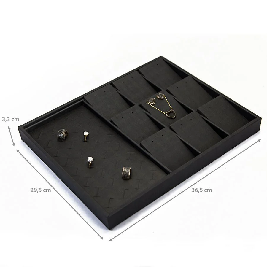 Bandeja Expositora com Cartelas para Joias - 29,5x36,5x3,3. Dunny Preto