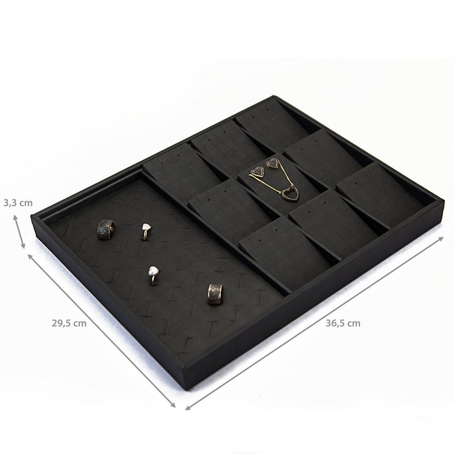 Bandeja Expositora com Cartelas para Joias - 29,5x36,5x3,3. Dunny Preto