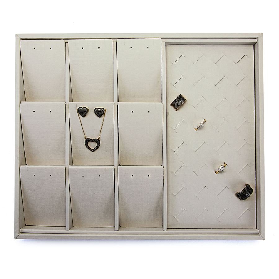 Bandeja Expositora com Cartelas para Joias - 29,5x36,5x3,3. Dunny Off White