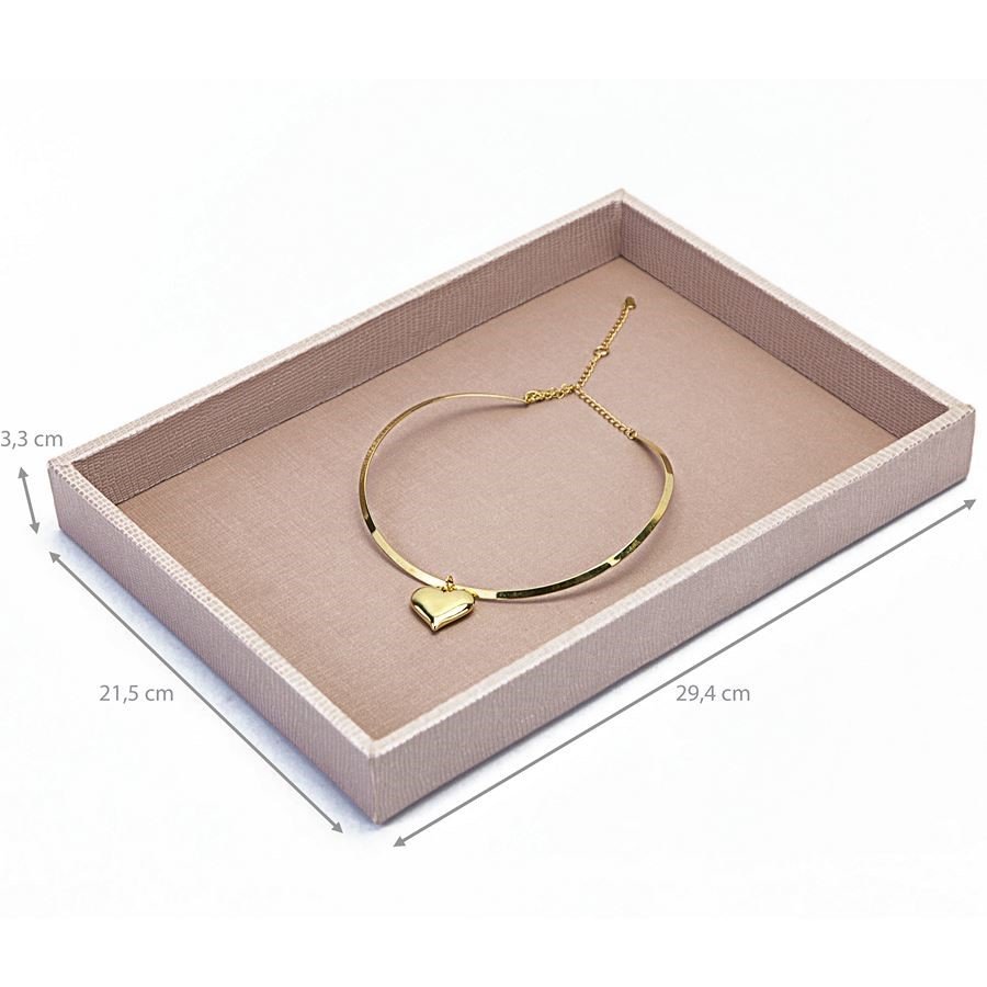 Bandeja Média Expositora para Joias - 21,5x29,4x3,3 cm. Reptil Rosa Blush - Dunny Rosa Chá