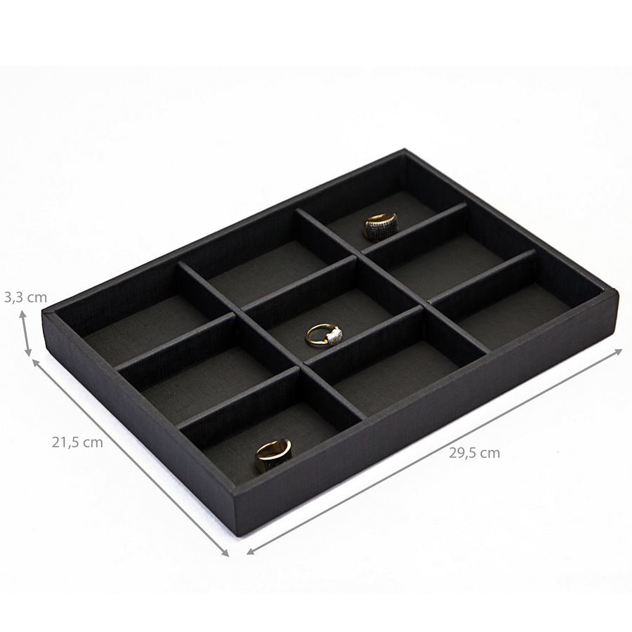 Bandeja Média Expositora para Joias - 21,5x29,5x3,3 cm. Dunny Preto