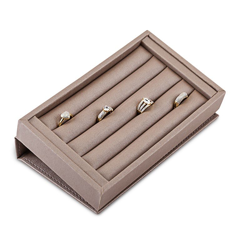 Estojo Anéis 5 Roletes 12x20,2x3,0cm c/ Tampa Rígida Lisa Dunny Capuccino