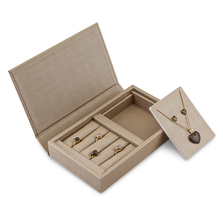 Estojo Misto Espaço+Anel 12,0x20,2x3,0cm c/ Tampa Rígida Lisa Dunny Champagne