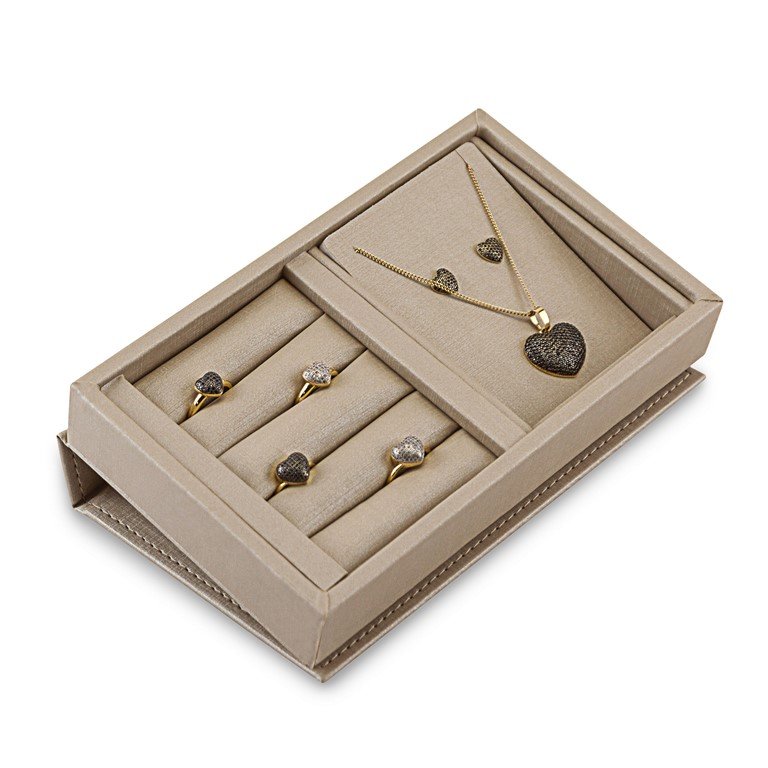 Estojo Misto Espaço+Anel 12,0x20,2x3,0cm c/ Tampa Rígida Lisa Dunny Champagne