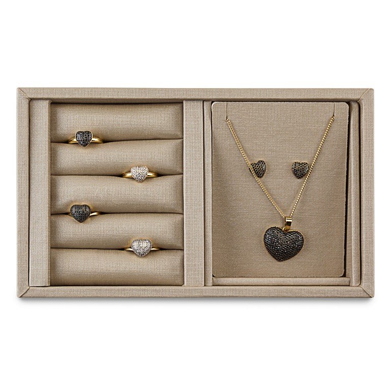 Estojo Misto Espaço+Anel 12,0x20,2x3,0cm c/ Tampa Rígida Lisa Dunny Champagne