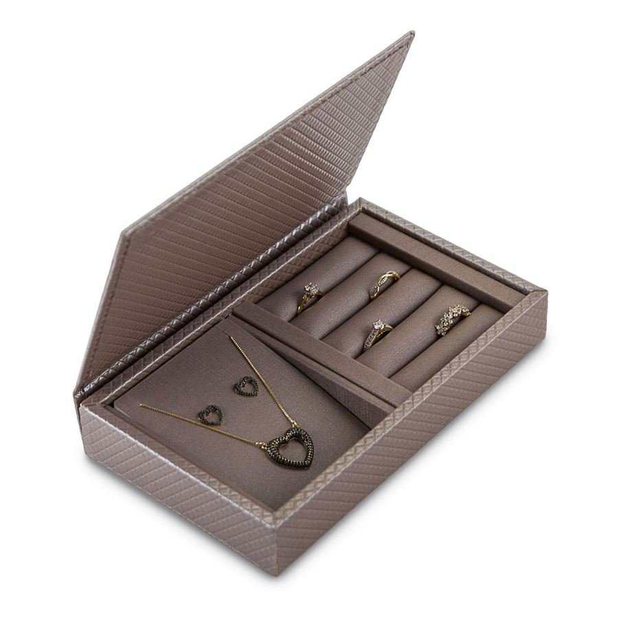 Estojo Misto Espaço+Anel 12,0x20,2x3,0cm c/ Tampa Rígida Lisa Rodes Capuccino - Dunny Capuccino