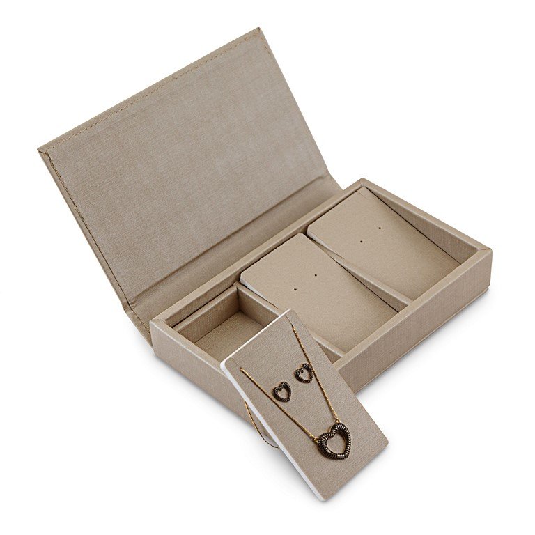 Estojo 3 Espaços Cartelas 12,0x20,2x3,0cm c/ Tampa Rígida Lisa Dunny Champagne