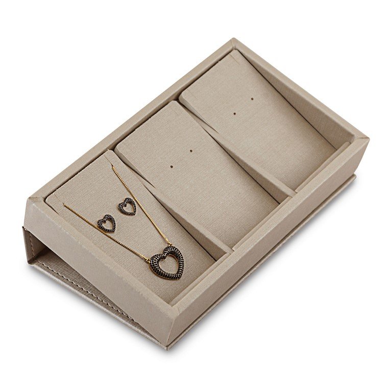 Estojo 3 Espaços Cartelas 12,0x20,2x3,0cm c/ Tampa Rígida Lisa Dunny Champagne