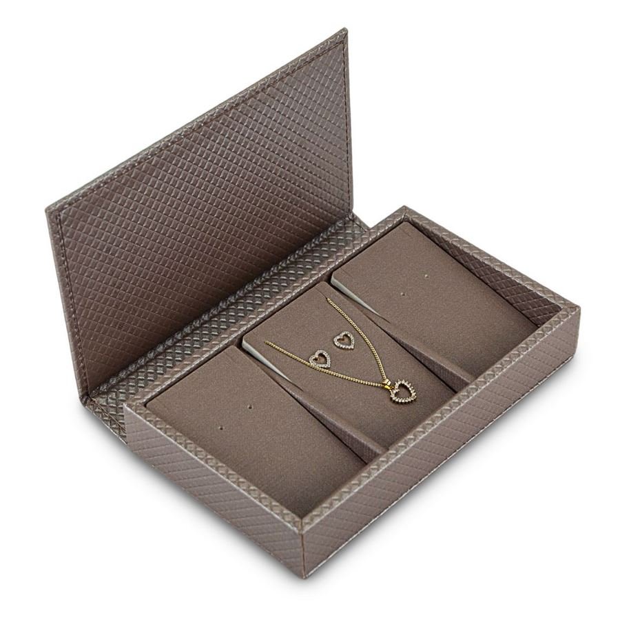 Estojo 3 Espaços Cartelas 12,0x20,2x3,0cm c/ Tampa Rígida Lisa Rodes Capuccino - Dunny Capuccino