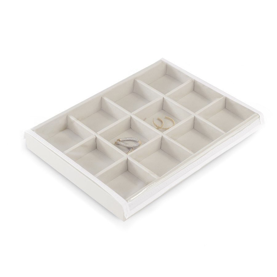 Bandeja Média 12 Espaços 21,5x29,5x3,3 cm com tampa transparente Dunny Off White