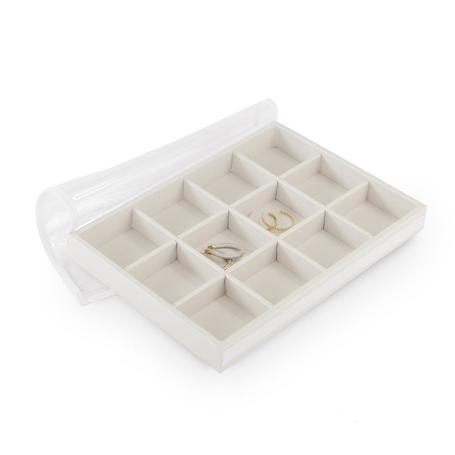 Bandeja Média 12 Espaços 21,5x29,5x3,3 cm com tampa transparente Dunny Off White