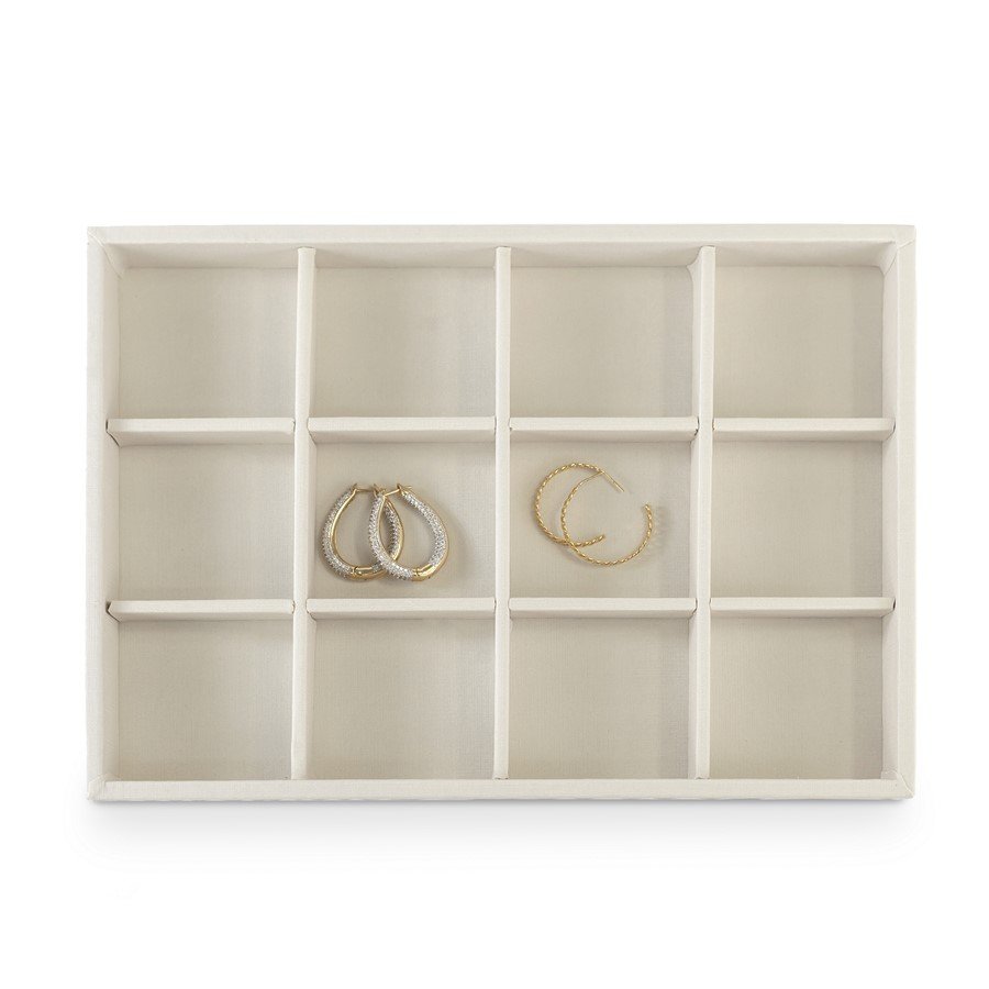 Bandeja Média 12 Espaços 21,5x29,5x3,3 cm com tampa transparente Dunny Off White