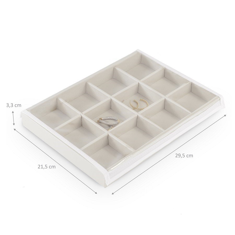 Bandeja Média 12 Espaços 21,5x29,5x3,3 cm com tampa transparente Dunny Off White
