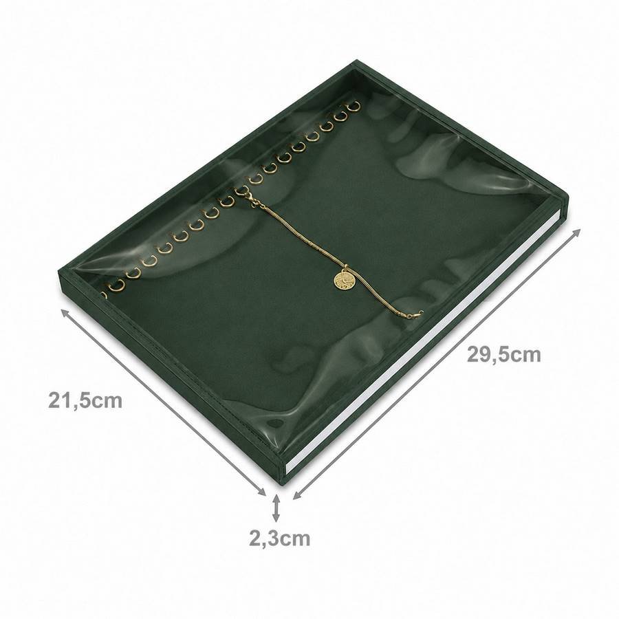 Bandeja Expositora Para Pulseiras-Média 21,5x29,5x2,3 cm Dunny Verde