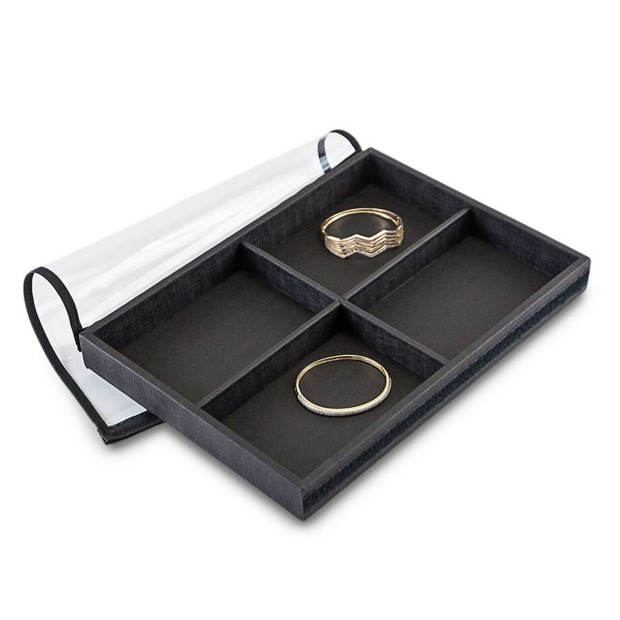 Bandeja Expositora Média Com 4 Espaços 21,5x29,5x3,3 cm Dunny Preto