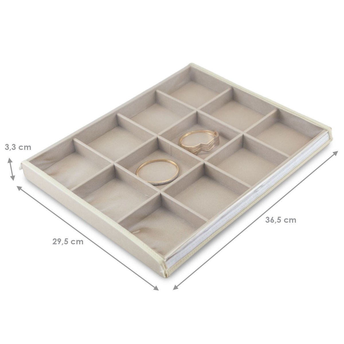 Bandeja Expositora Grande Com 12 Espaços 29,5x36,5x3,3 cm Dunny Champagne